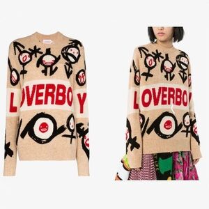 Charles Jeffrey Loverboy 100% lambswool gender symbol crewneck sweater. 🤎